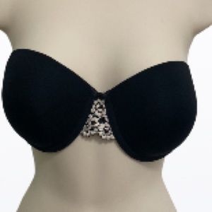 WACOAL Embrace Lace Floral Black White Strapless Womens Bra 34D